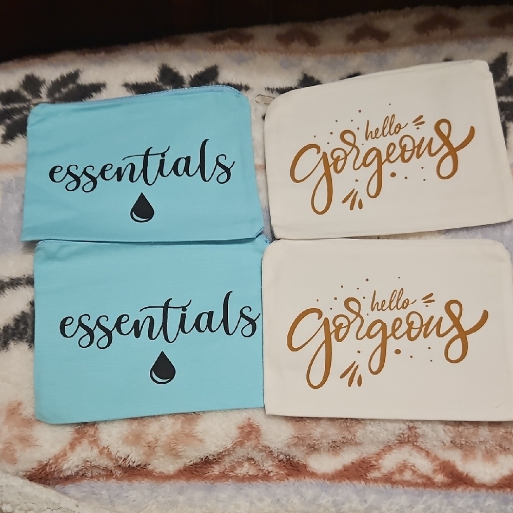 Essentials and Hello Gorgeous Pouch Set - Blue and Cream